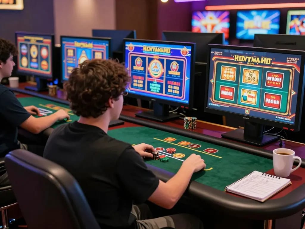Player engaging with RR88 online casino interface, showcasing excitement and strategy in gaming session.