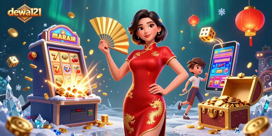 Rasakan sensasi menang dengan ilustrasi permainan slot DEWA121 yang hidup dan dinamis.