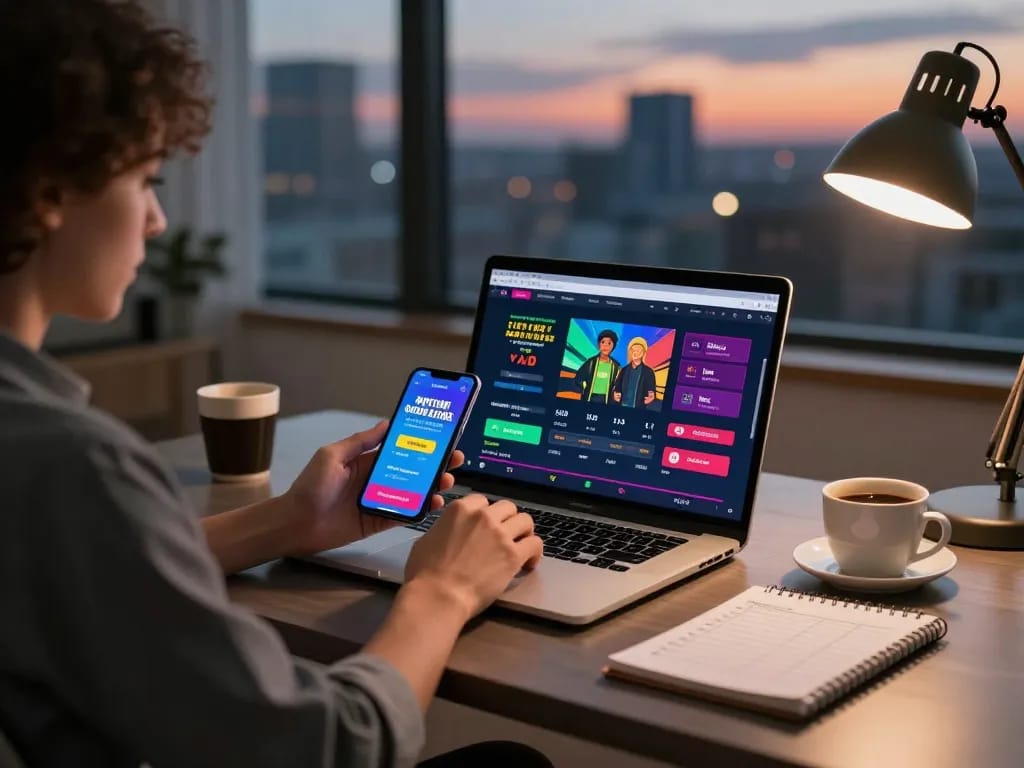 Engaging with hm88 nhà cái uy tín in a modern home office for online sports betting.