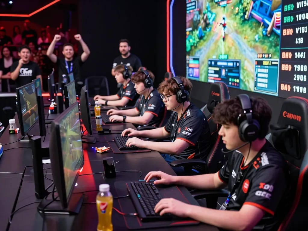 Exciting esports tournament scene showcasing gamers immersed in the foya888 action.