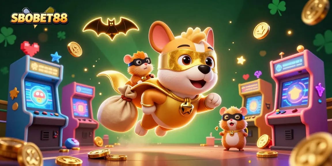 SBOBET88 offers thrilling sports betting excitement with a superhero dog and hamster ready to win big!