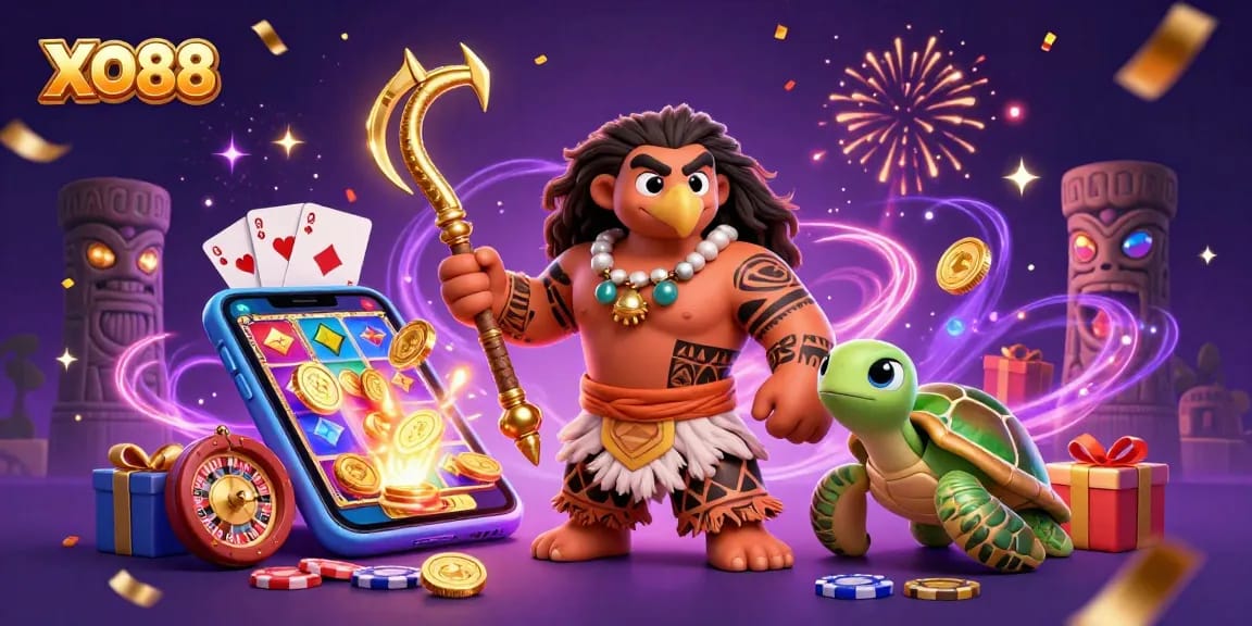 Engage with the vibrant XO88 online casino world as cartoon characters celebrate gaming wins!