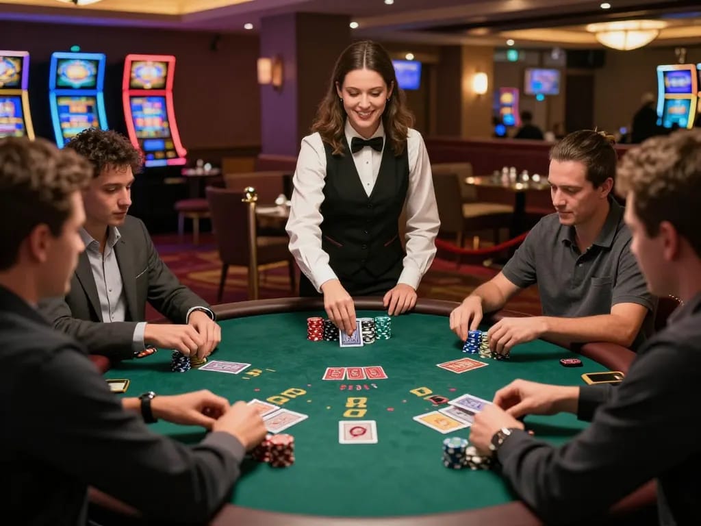 Engaging players at du88 blackjack table enjoying strategic gameplay in a vibrant casino setting.