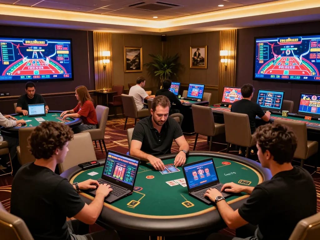 Players enjoying exciting games at hitclub's online casino with vibrant atmosphere