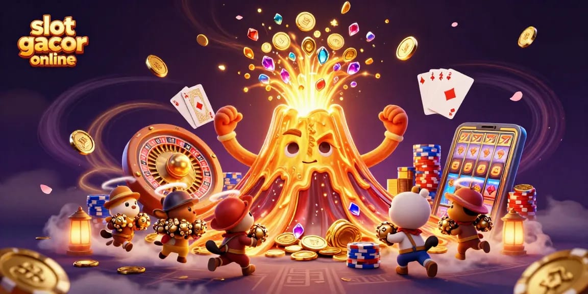 Experience exciting wins with slot gacor online featuring vibrant coins, treasures, and casino elements.