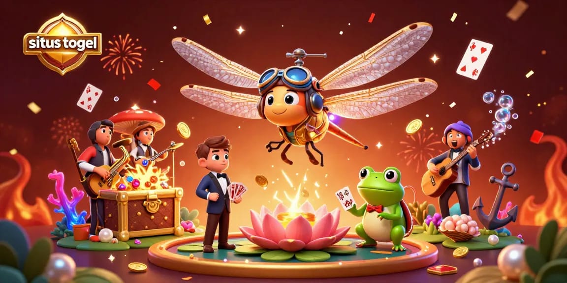 situs togel brings vibrant casino fun with a dragonfly pilot, frog croupier, and jazz cricket musicians.