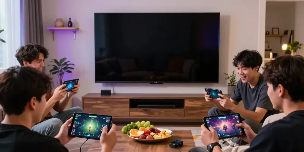 Players immersed in competitive gaming on ORION88 app, showcasing excitement and camaraderie.