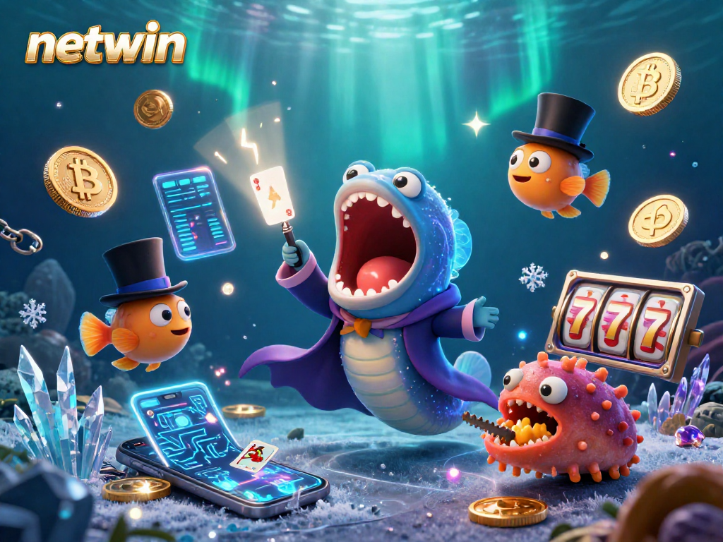 Experience magical gambling with netwin's vibrant underwater casino scene featuring unique sea creatures.