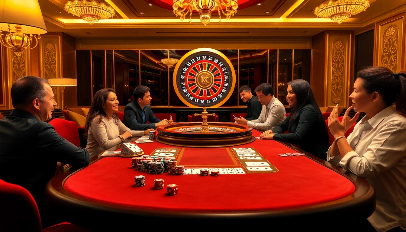 Experience the thrilling atmosphere of K88 casino with engaging gamblers and game action.