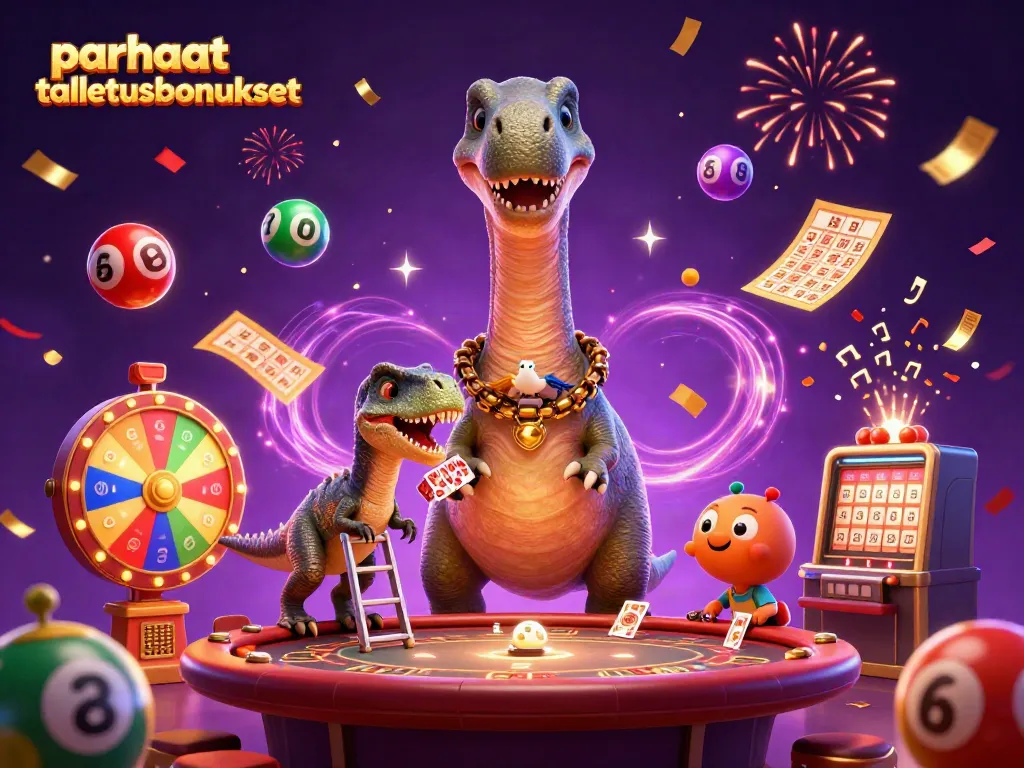 Parhaat talletusbonukset näkyvät jännittävässä 3D-kasinokuvastossa, jossa dinosaurukset juhlivat!
