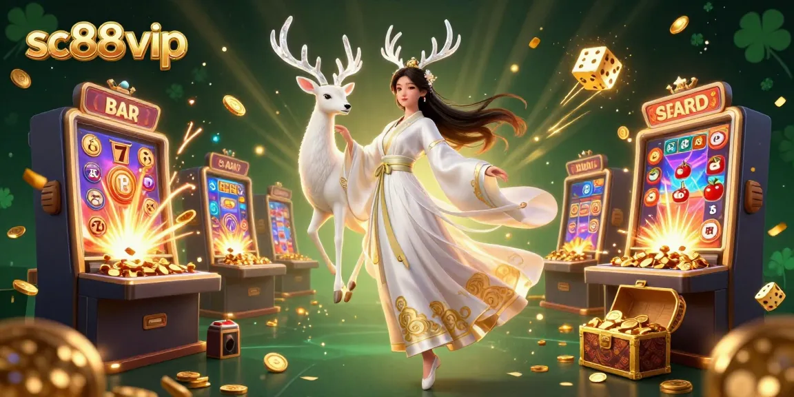 Experience the excitement of sc88 vip with a vibrant 3D casino scene featuring slot machines and winning symbols.