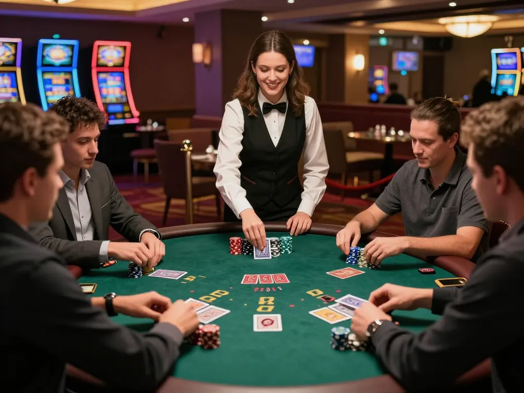 Engaging players at du88 blackjack table enjoying strategic gameplay in a vibrant casino setting.
