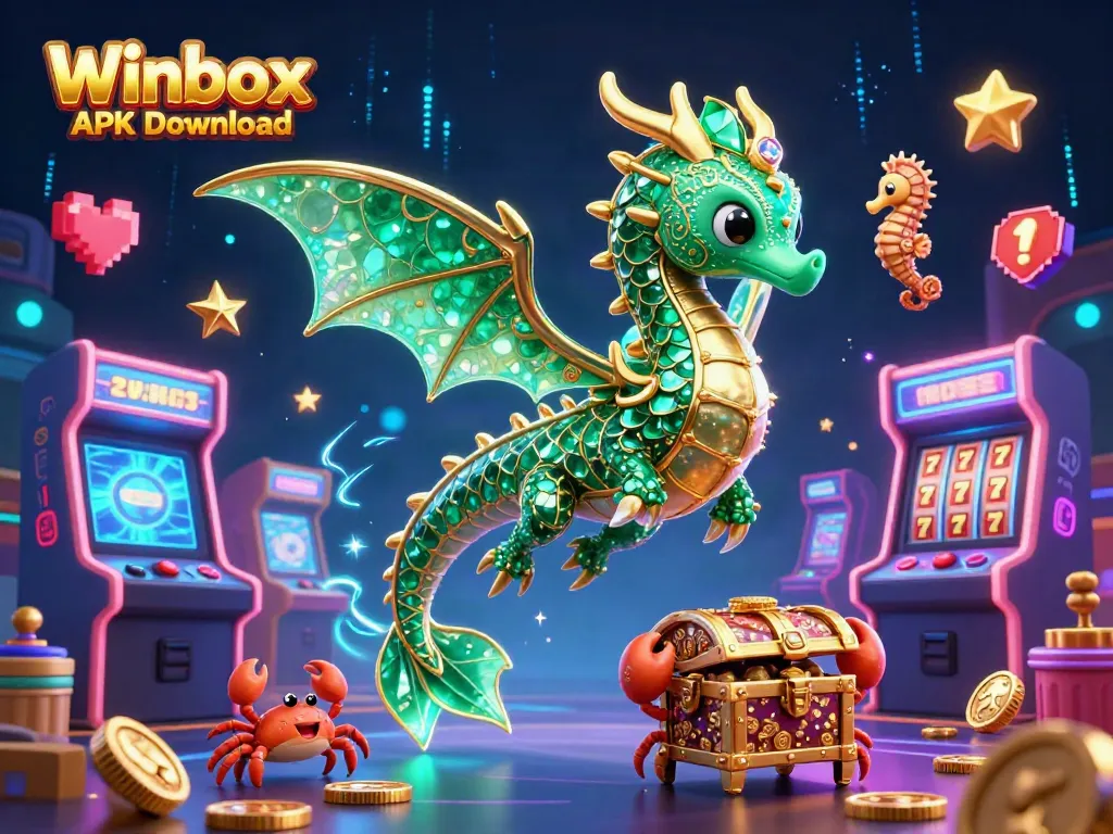 Engage in thrilling gaming with the Winbox APK Download, featuring vibrant casino elements in a stunning digital illustration.