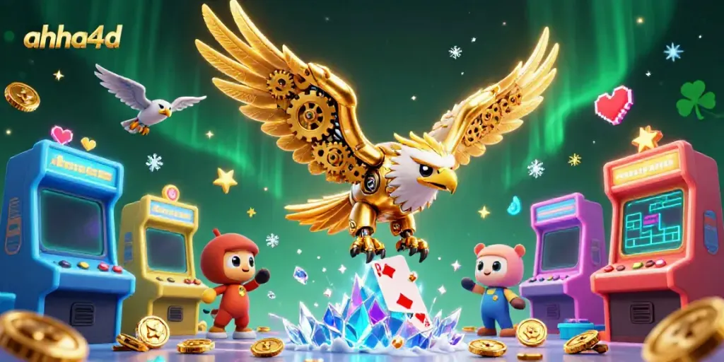 Gambarlah ahha4d dengan tema slot online, menampilkan simbol keberuntungan dan kemenangan besar.