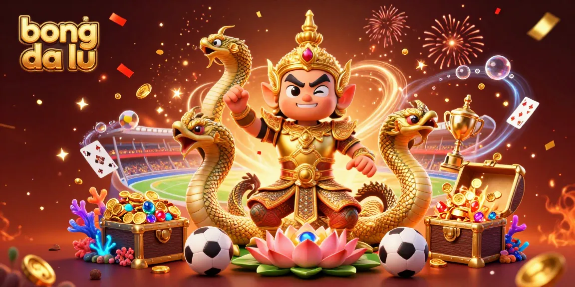 Bong da lu showcases a vibrant scene with a Thai guardian and sports elements, celebrating sports betting.