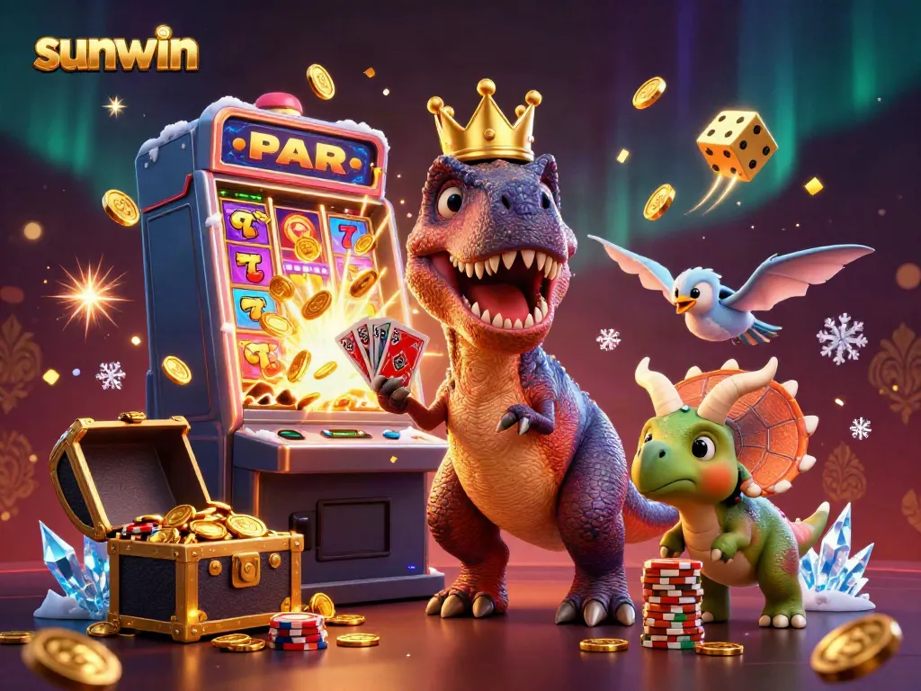 Experience thrilling gaming action with sunwin in vibrant 3D illustration showcasing exciting casino fun.
