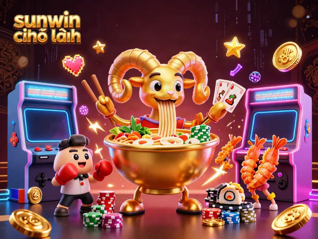 Engage with the vibrant scene of sunwin chính hãng featuring animated casino-themed characters in an exciting gaming atmosphere.