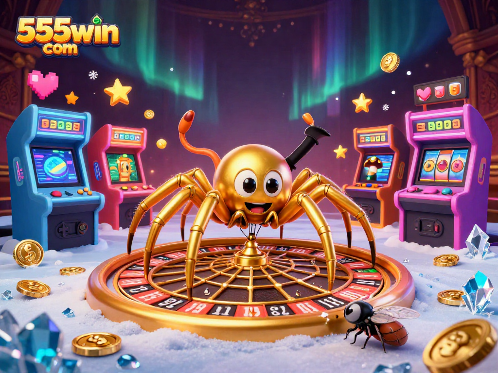 Experience the thrill of 555win com at an engaging live casino with vibrant 3D illustrations featuring exciting gambling elements.