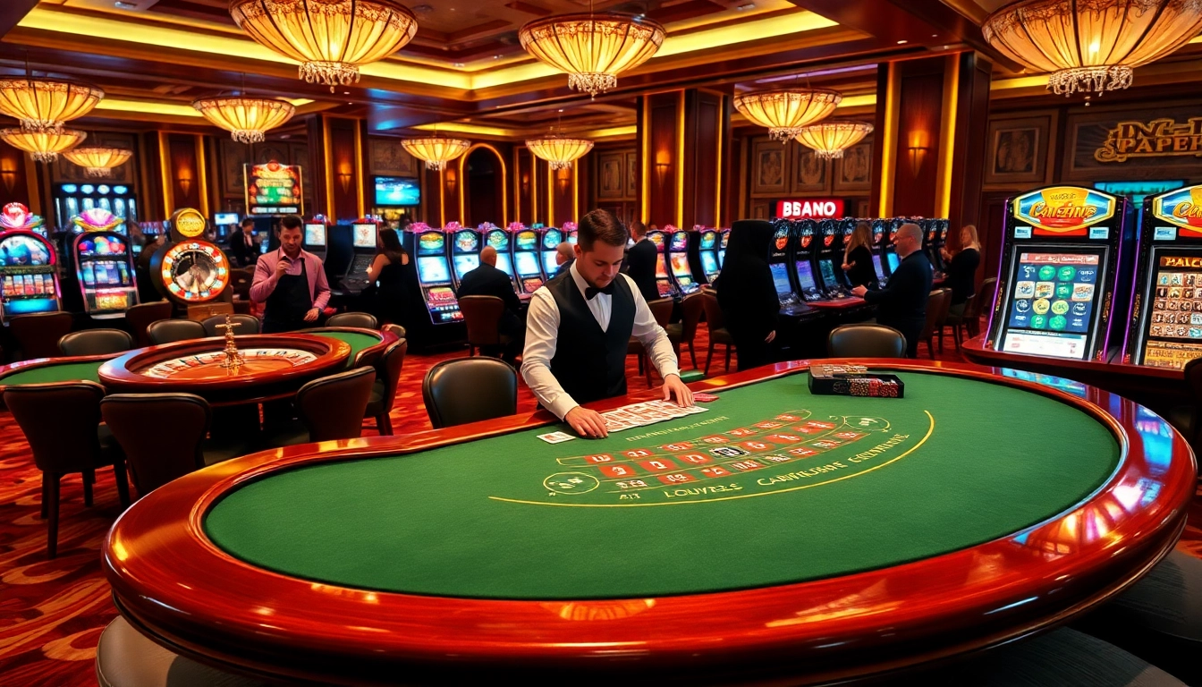 Experience the excitement of game 98win with a stunning blackjack table in an upscale casino setting.