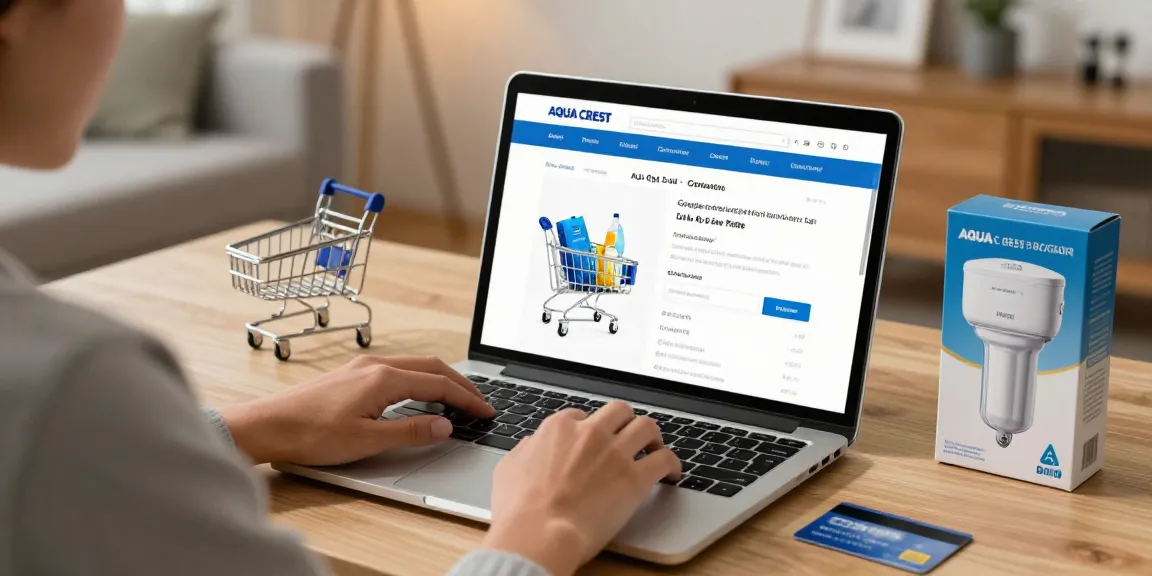 AQUA CREST GXRLQR NSF/ANSI 401 Certified water filter showcased in an e-commerce platform for best deals, perfect for online shopping enthusiasts and product reviews.