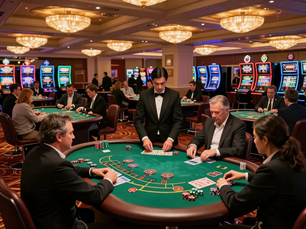 Players strategizing at tr88 blackjack tables in a vibrant casino atmosphere.
