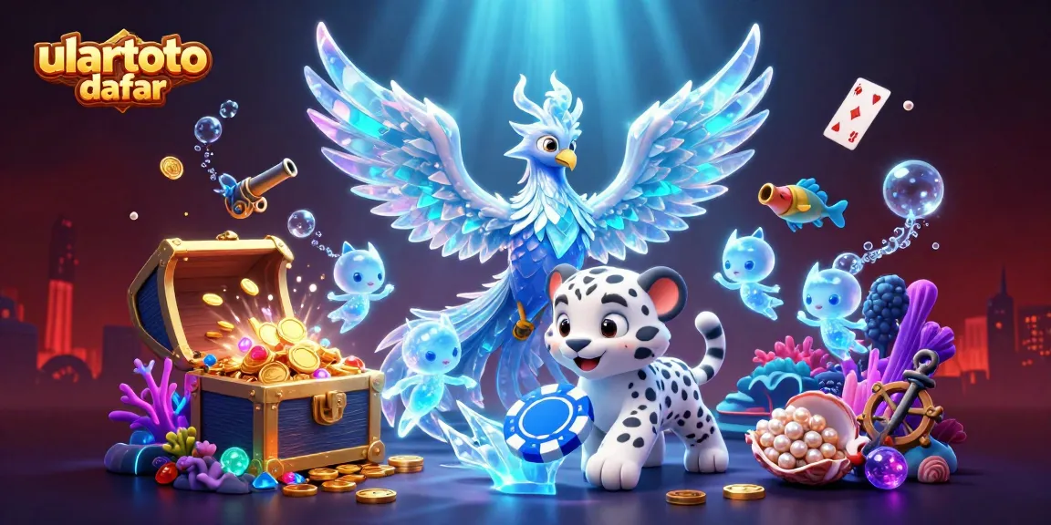 Experience the excitement of ulartoto daftar with an engaging 3D illustration depicting players, casino themes, and gaming action.