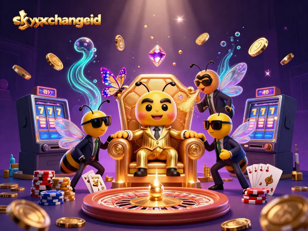 Engage in exciting gameplay with skyxchangeid as the bumblebee mob boss commands a vibrant casino scene.