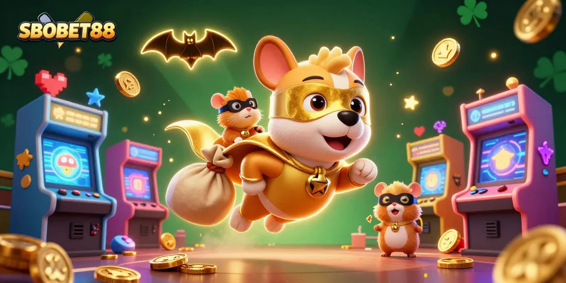 SBOBET88 offers thrilling sports betting excitement with a superhero dog and hamster ready to win big!