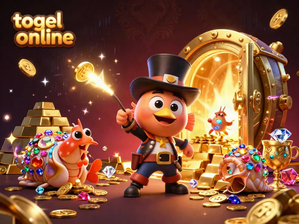 Experience the thrill of togel online with a vibrant treasure-themed illustration featuring unique sea creatures.