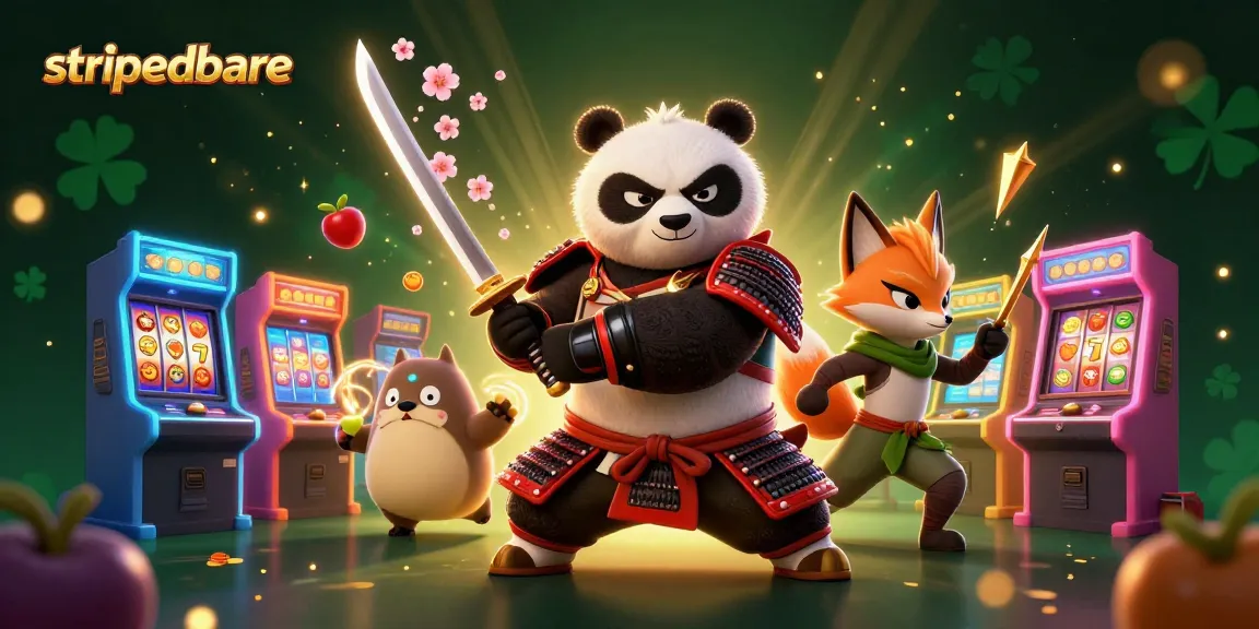 Strippedbare menghadirkan samurai panda dan ninja fox dalam pertarungan seru slot online.